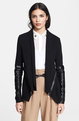 Milly Leather Sleeve Cardigan