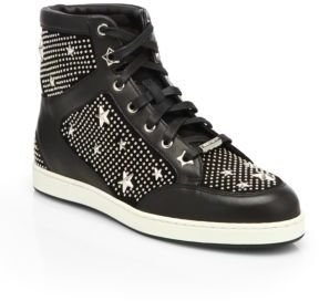 Jimmy Choo Tokyo Star Studded Leather High-Top Sneakers