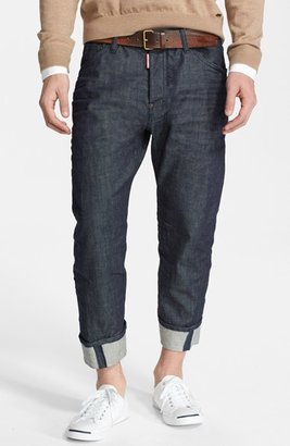 DSQUARED2 Cropped Drop Crotch Workwear Jeans (Dark Wash)