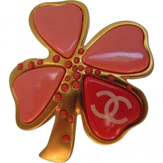 Chanel Coral Clover Brooch