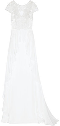 Temperley London Bluebell Silk And Embroidered Lace Gown - White