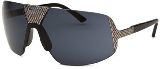 Diesel Women's Semi-Rimless Silver-Tone and Black Sunglasses