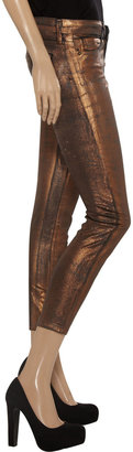 Current/Elliott The Stiletto coated low-rise skinny jeans