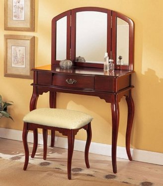 William's Home Furnishing Cherry Tri-mirror Vanity