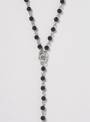 Topman Rosary black bead and silver look chain