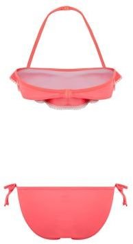 New Look Teens Pink Pom Pom Trim Flounce Bandeau Bikini Set