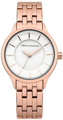 French Connection White Dial and Rose Gold Tone Bracelet Ladies Watch
