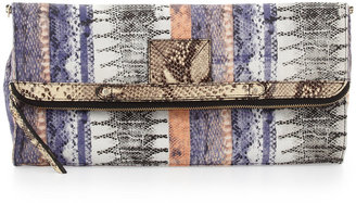 Twelfth St. By Cynthia Vincent Banker's Snake-Print Fold-Over Clutch Bag