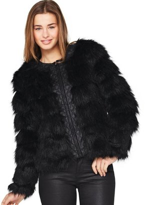 Love Label Fur and PU Mix Jacket