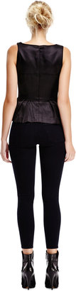Mother of Pearl Leona Calf-Hair Peplum Top with Contrast Back