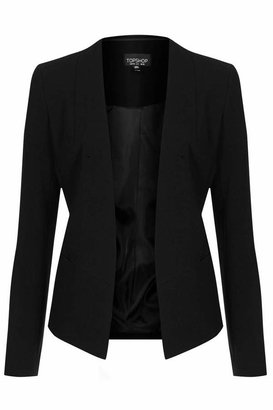 Topshop Slim tailored jacket with open front. available in other colours. 62% polyester, 32% viscose, 6% elastane. dry clean only.