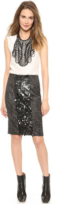 Vera Wang Collection Pencil Skirt with Sequin Front Panel