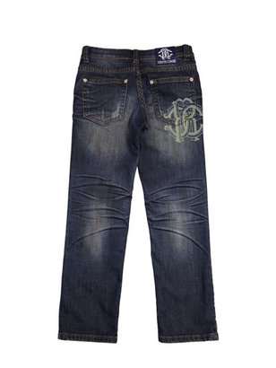 Roberto Cavalli 5 Pocket Washed Stretch Denim Jeans