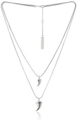 Vince Camuto Double Layer Horn Rhodium Pendant Necklace, 18"+2"