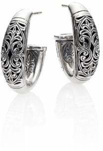 Konstantino Classic Daphne Sterling Silver Filigree Hoop Earrings/0.9"
