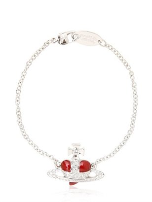 Vivienne Westwood Diamante Heart Enameled Brass Bracelet
