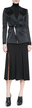 Donna Karan Belted Turtleneck Dress, Black