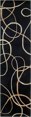 Surya Mugal IN-8006 Contemporary Hand Knotted 100% Semi-Worsted New Zealand Wool Jet Black 2'6" x 10' Abstract Runner