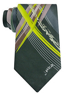 J. Garcia Jerry Garcia Men's Green 'Curves & Lines' Printed Silk Tie