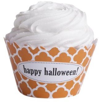 Dress My Cupcake Personalized Message Cupcake Wrappers, Spanish Tile, Happy Halloween (Set of 50)