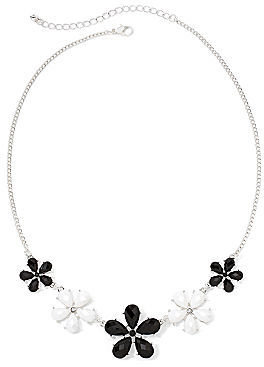 JCPenney Decree Silver-Tone Black and White Flower Necklace