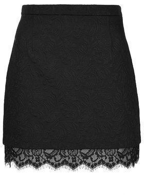 Topshop Womens TALL Textured Lace Hem Skirt - Black