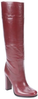 Prada dark red leather knee high boots