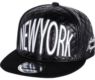 River Island Boys black New York quilted snapback hat