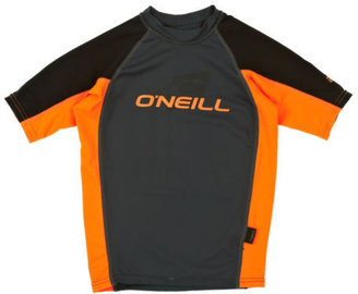 O'Neill Boy's Skins  Boys  Short Sleeve Rash Vest - Graphite/Blaze/Black