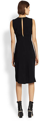 Reed Krakoff Ruched Leather-Accent Dress