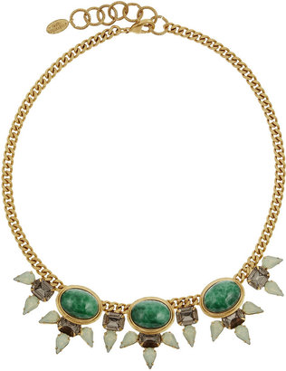 Elizabeth Cole Gold-plated, jade and crystal necklace