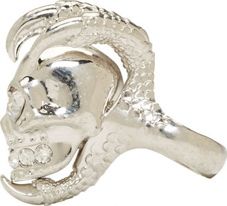 Alexander McQueen Silver Large Claw Skull Ring
