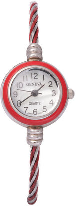 American Apparel Geneva Twined Red & Silver Bangle Watch