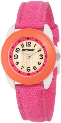 Sprout Women's ST/1046ORIVPK Pink Organic Cotton Strap Bamboo Dial Watch