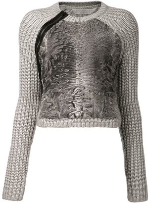 Reed Krakoff cropped zip astrakan sweater