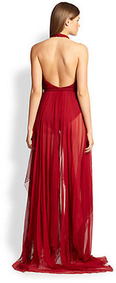 Donna Karan Paneled Silk Gown