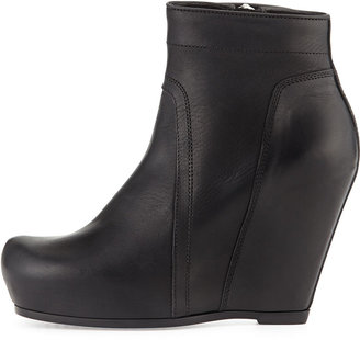 Rick Owens Leather Wedge Ankle Boot