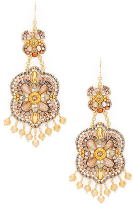 Miguel Ases Topaz & Gold Drop Earrings