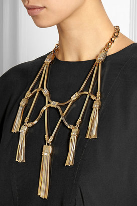 Lanvin Tasseled gold-tone Swarovski crystal necklace