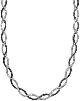 Townsend Victoria Black Diamond (1/4 ct. t.w.) and White Diamond Accent Infinity Necklace in Sterling Silver-Plated Brass