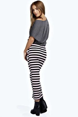 boohoo Olivia Striped Midi Skirt