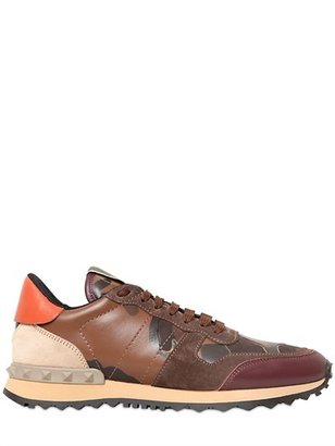 Valentino 20mm Camouflage Studded Leather Sneakers