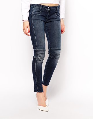 Love Moschino Biker Jeans with Quilted Knee Detail