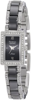 Swarovski Armitron Women's 75/3955BKSV Ceramic Silver-Tone Crystal Accented Bracelet Watch