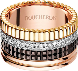 Boucheron Classic Quatre 18k Gold Large Diamond Band Ring, EU 56 / US 7.5