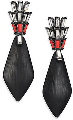 Alexis Bittar Cubist Lucite & Crystal Deco Open Link Clip-On Drop Earrings