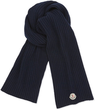 Moncler Men's Cashmere Solid Ribbed Knit Scarf