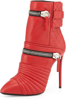 Giuseppe Zanotti Quilted Leather Double-Zip Boot, Red