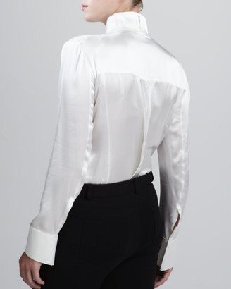 Donna Karan Tuxedo Long-Sleeve Bodysuit, Ivory