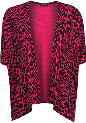 Yours Clothing Hot Pink And Black Aztec Print Kimono Style Shrug